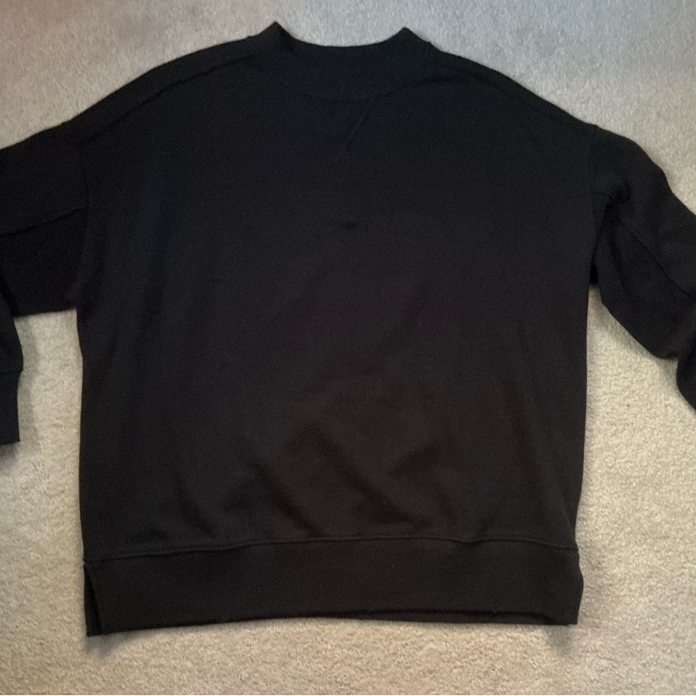 Aerie Big Chill Crew Sweatshirt Sz XS True Black NWOT